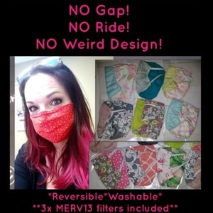 Reversible NO GAP face masks w/ 3 FILTERS